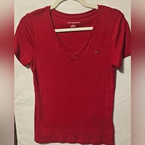 Tommy Hilfiger Women's Red V-Neck Top